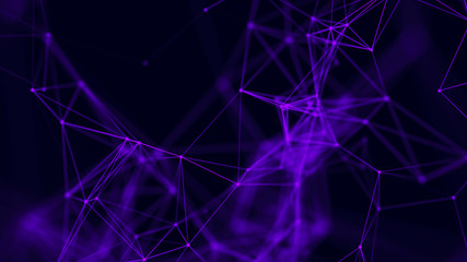 Big data visualization. Abstract background with connecting dots and lines. 3D rendering. High resolution.