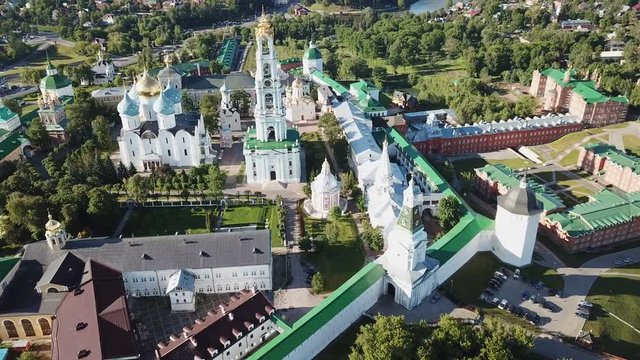 View from drones of churches in  Trinity Lavra of St. Sergius Monastery, Sergiyev Posad