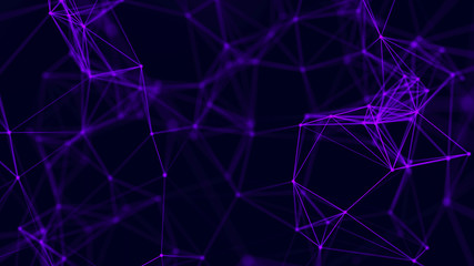 Naklejka na ściany i meble Big data visualization. Abstract background with connecting dots and lines. 3D rendering. High resolution.