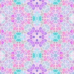 mosaic kaleidoscope seamless pattern texture background - pastel pink blue purple violet gray mauve colored with white grout