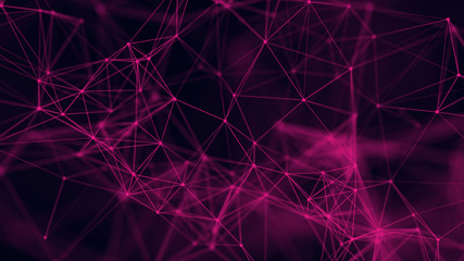 Big data visualization. Abstract background with connecting dots and lines. 3D rendering. High resolution.