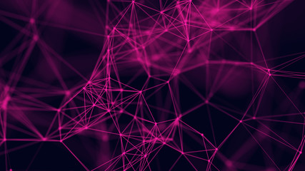 Big data visualization. Abstract background with connecting dots and lines. 3D rendering. High resolution.