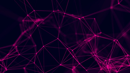 Big data visualization. Abstract background with connecting dots and lines. 3D rendering. High resolution.