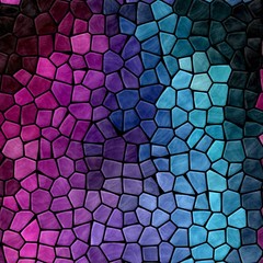 abstract nature marble plastic stony mosaic tiles texture background with black grout - purple, violet, hot pink, magenta, cyan, blue colors
