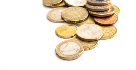 Euro coins, image includes several different coins