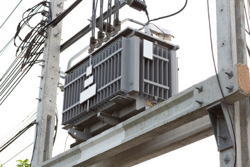 Transformer on electric pole