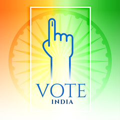 Fototapeta premium india vote hand with tricolor background