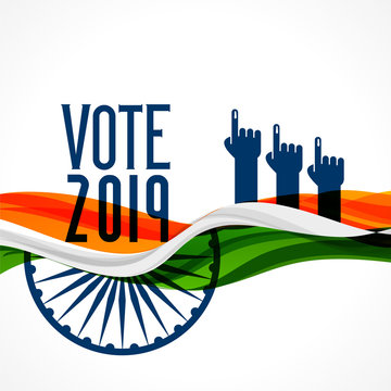 Vote India Background With Flag And Hand