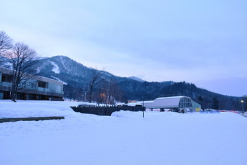 Fototapeta na wymiar cable ferris station for skiing on mountain in Hokkaido Japan