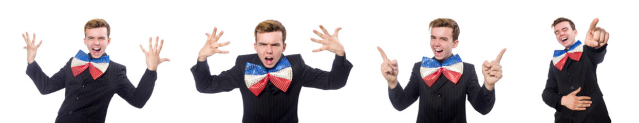 Funny man with giant bow tie