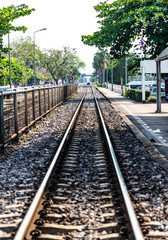 Fototapeta na wymiar Railroad tracks in thailand