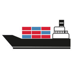 cargo container ship simple art geometric illustration