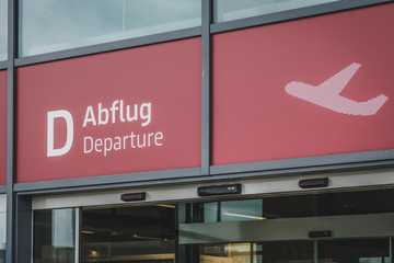 Departure (german: Abflug) gate at airport Schönefeld / Schoenefeld (SXF) in Berlin