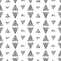 Seamless vector geometrical pattern with hand drawn decorative elements Graphic abstract design, drawing illustration. Print for fabric, textil, wallpaper, wrapping packaging Line drawing Doddle style