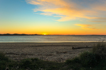 beautiful sunset at the beach in Fortrose, The Catlins, South Island, New Zealand