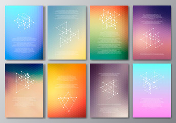 Fototapeta na wymiar Vector design template collection for banner, flyer, placard, poster, greeting card, brochure. Abstract modern polygonal backgrounds. Set of patterns, vintage labels, logo.
