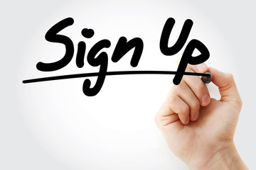 Sign Up text with marker, business concept background
