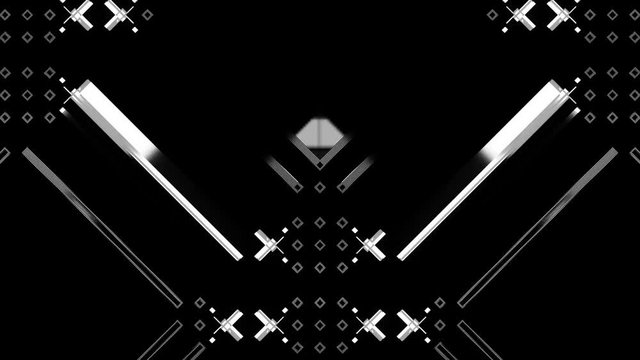 Black and white strobe seamlessly looping 3D animations for your video backgrounds, visual performance at concerts, video projection mapping, presentations, dance parties, music clips, nightclubs