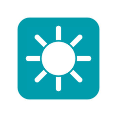 Sun. Flat weather icon, clear and sunny. Meteo conditions. Vector