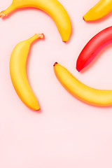 Flat lay of yellow bananas