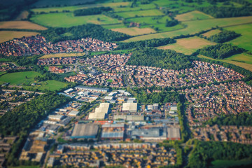 Aerial shot of the rural english landscape