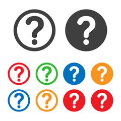 question mark icons with various colors