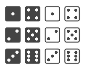 set of dices front view isolated on white background