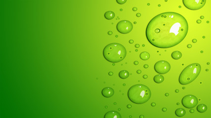 Beautiful nature water drop surface on gradient green background. Abstract background wallpaper for backdrop with copy space.