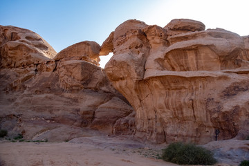 Burdah Rock Bridge in Wadi Rum desert in Jordan