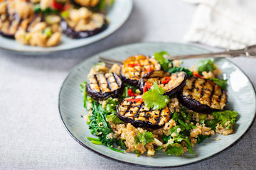 Quinoa salad with roast aubergine