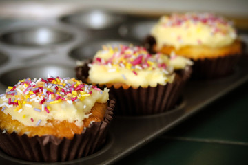 Fairy cakes fresh out of the oven