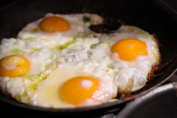 Fried eggs in a frying pan