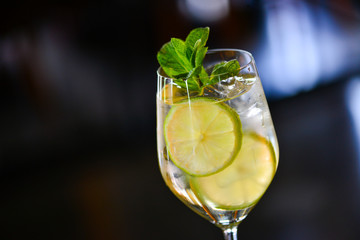 cocktail with lime and mint