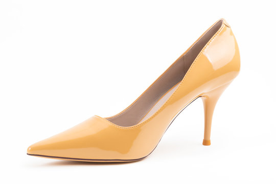 Luxury cream high heel isolated on white background..With clipping path for design and artwork. High Quality.....With clipping path for design and artwork. High quality image.