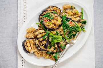 Quinoa salad with roast aubergine