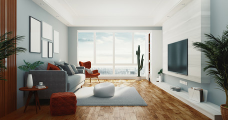 Living room, 3d rendering