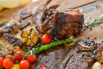grilled meat and vegetables