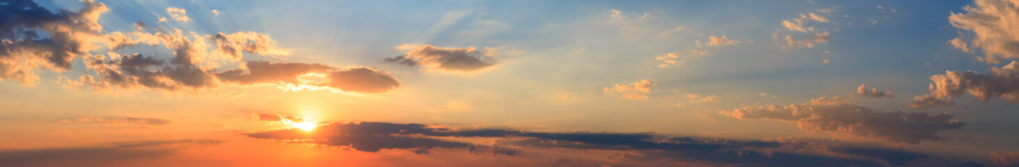 Summer sunset sky panorama