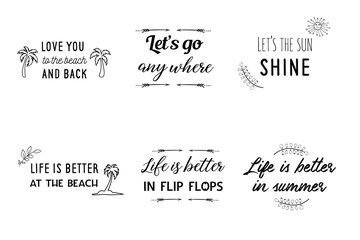 Summer Holidays, travel, vacation. Calligraphy sayings for print. Vector Quotes for typography and Social media post