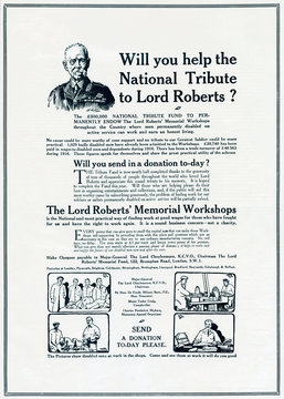 Advertisement for the Lord Roberts MemoriAl Workshops, Ww1