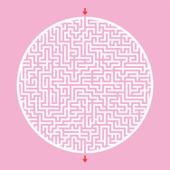 Difficult big round maze. Game for kids and adults. Puzzle for children. Labyrinth conundrum. Flat vector illustration.