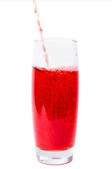 Cherry juice on white background
