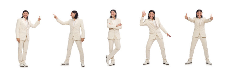 Man in funny concept isolated on white