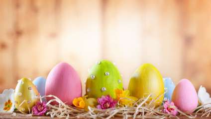 Easter composition with colorful Easter eggs.