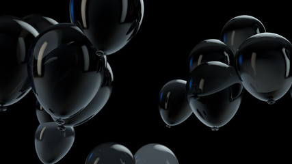 Black balloon floating in the air