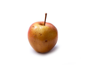 Old apple isolated on white background.