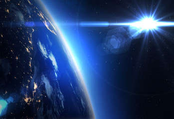 Planet Earth and Sun.