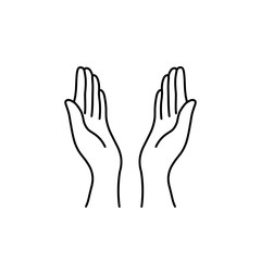 thin line prayer hands black icon