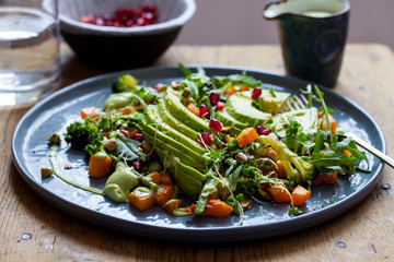 Salad with avocado, quinoa and butternut squash