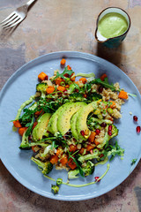 Salad with avocado, quinoa and butternut squash